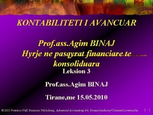 KONTABILITETI I AVANCUAR Prof ass Agim BINAJ Hyrje