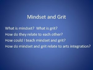 Mindset and Grit What is mindset What is