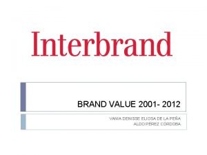 BRAND VALUE 2001 2012 VANIA DENISSE ELIOSA DE