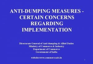 ANTIDUMPING MEASURES CERTAIN CONCERNS REGARDING IMPLEMENTATION Directorate General