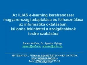 Ilias e-learning