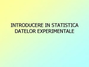 Introducere in statistica