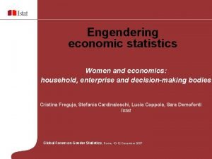 Engendering economic statistics Women and economics household enterprise