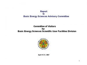 Report to Basic Energy Sciences Advisory Committee of