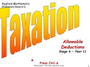 Applied Mathematic Preliminary General 1 Allowable Deductions Stage