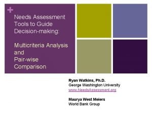 Needs Assessment Tools to Guide Decisionmaking Multicriteria Analysis