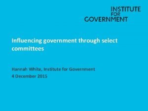 Hannah white institute for government