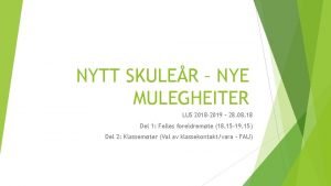 NYTT SKULER NYE MULEGHEITER LUS 2018 2019 28