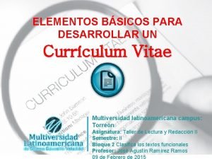 ELEMENTOS BSICOS PARA DESARROLLAR UN Currculum Vitae Multiversidad