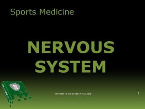 Sports Medicine NERVOUS SYSTEM PROPERTY OF PIMA COUNTY