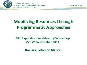 Mobilizing Resources through Programmatic Approaches GEF Expanded Constituency