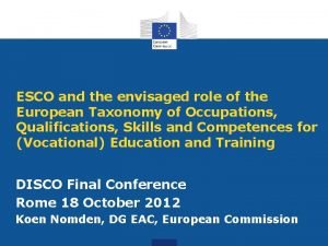 ESCO and the envisaged role of the European