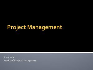 Project management lecture