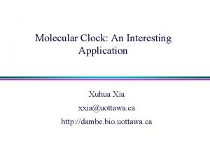 Molecular Clock An Interesting Application Xuhua Xia xxiauottawa