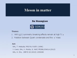 Meson in matter Su Houng Lee Theme 1