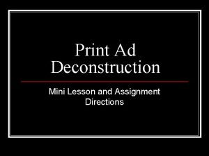 Ad deconstruction Ad deconstruction