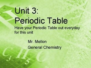 Unit 3 Periodic Table Have your Periodic Table