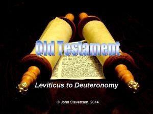 Leviticus to Deuteronomy John Stevenson 2014 The cloud