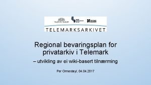 Regional bevaringsplan for privatarkiv i Telemark utvikling av