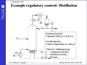 S Skogestad 2006 Example regulatory control Distillation Assume