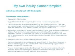Inquiry planning template
