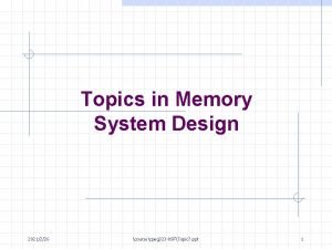 Topics in Memory System Design 2021226 coursecpeg 323