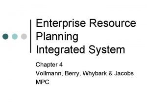 Enterprise Resource Planning Integrated System Chapter 4 Vollmann