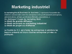 Marketing industriel b to b