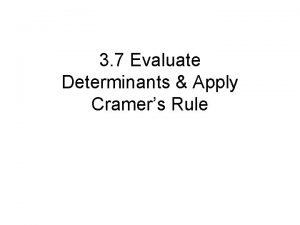 Cramers rule