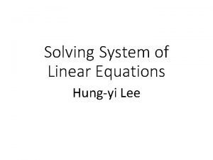 System of linear equations