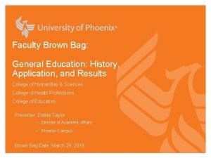 Faculty Brown Bag General Education History Application and