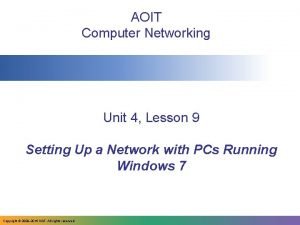 AOIT Computer Networking Unit 4 Lesson 9 Setting