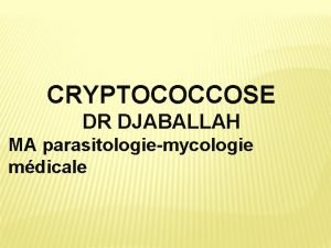 CRYPTOCOCCOSE DR DJABALLAH MA parasitologiemycologie mdicale INTRODUCTION Mycose