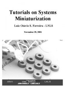 Tutorials on Systems Miniaturization Luiz Otvio S Ferreira