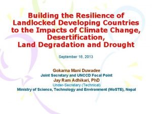 Building the Resilience of Landlocked Developing Countries to