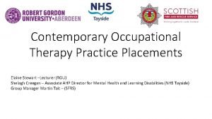 Contemporary Occupational Therapy Practice Placements Elaine Stewart Lecturer