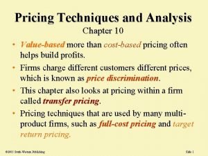 Pricing techniques