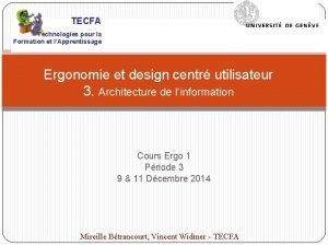 TECFA Technologies pour la Formation et lApprentissage Ergonomie