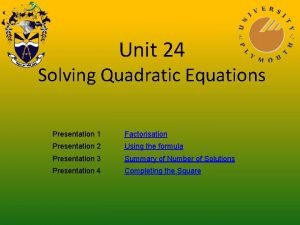 Quadratic equation presentation