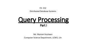 Distributed query processing