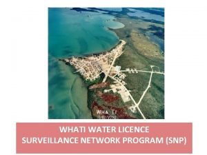 WHATI WATER LICENCE SURVEILLANCE NETWORK PROGRAM SNP 1