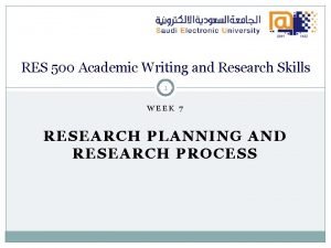 Academic writing and research skills