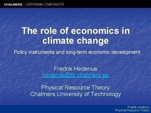 The role of economics in climate change Policy