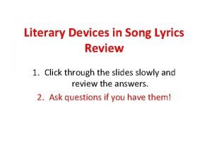 Song with literary devices
