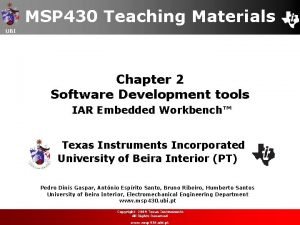 MSP 430 Teaching Materials UBI Chapter 2 Software