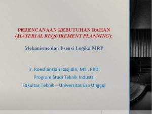 Apa itu material requirement planning