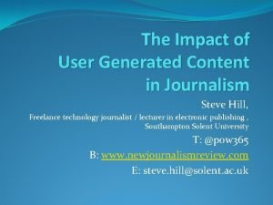 User generated content journalism