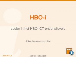 HBOi speler in het HBOICT onderwijsveld Joke Jansen