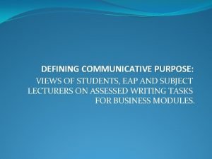 Communicative purpose examples