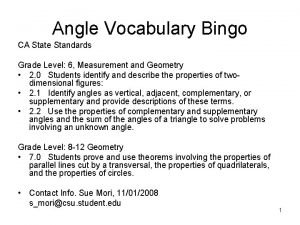 Math vocabulary bingo